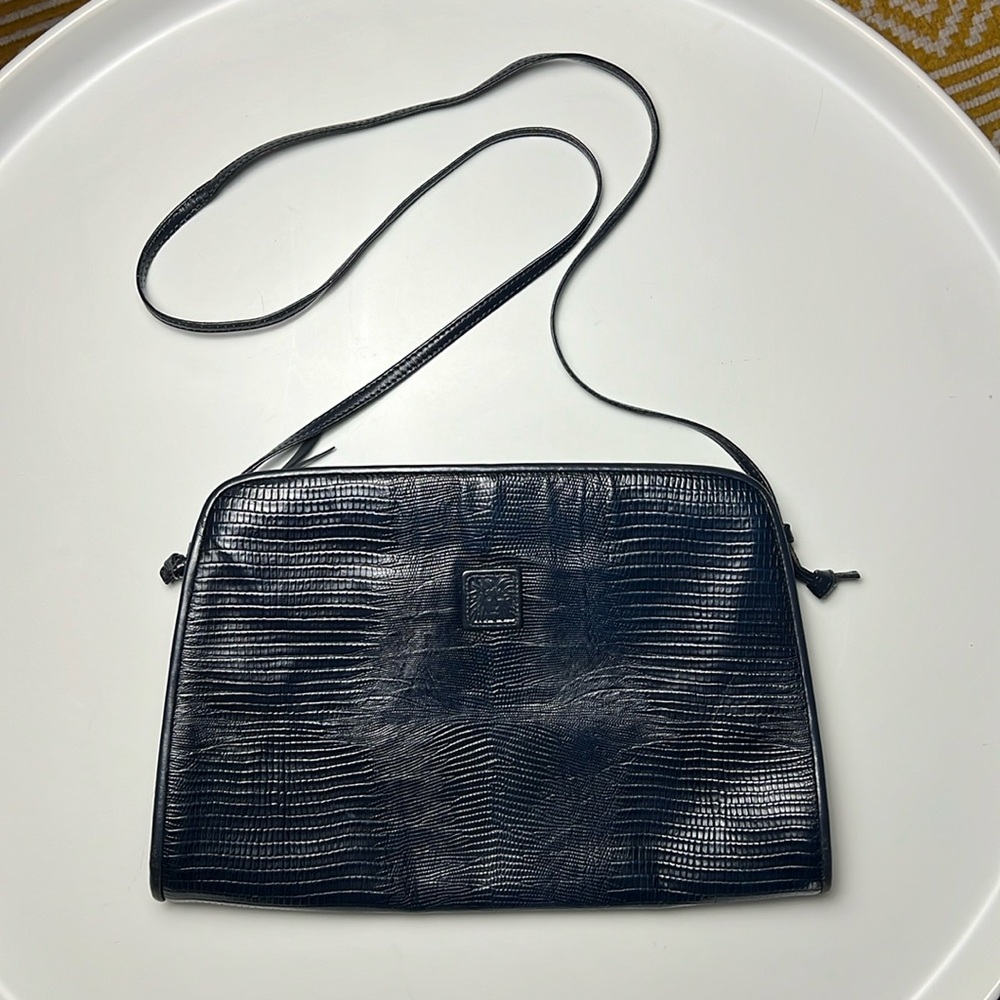 Vintage Eighties Anne Klein for Calderon Navy Blue Leather Purse